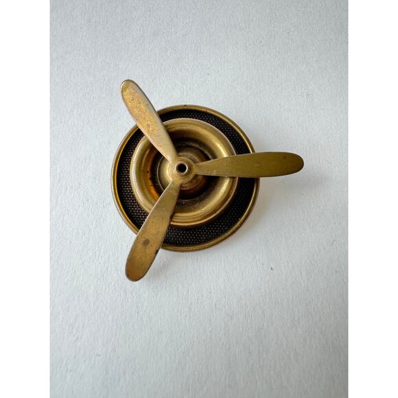 80's Vintage Man Michaels Bronze Handmade Propeller Men's Lapel Pin Brooch - Picture 5 of 5
